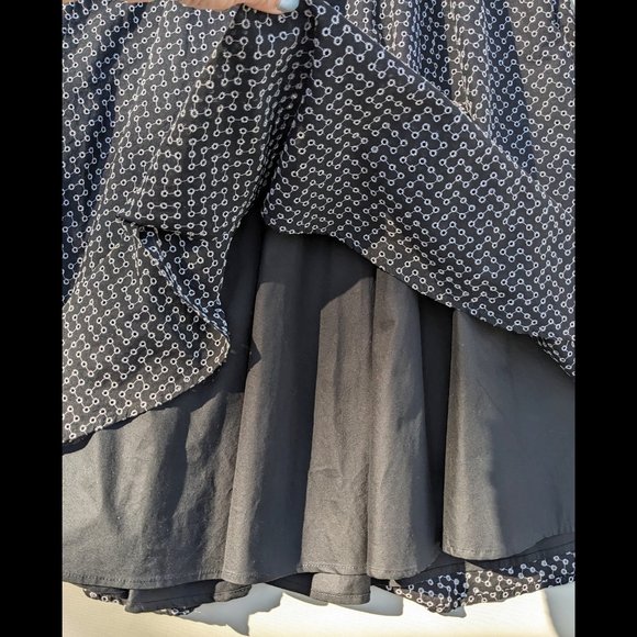 MASON by MICHELLE MASON Black Eyelet Lace & Velvet Swing 50s Look Midi Dress Sz2 - Picture 6 of 12